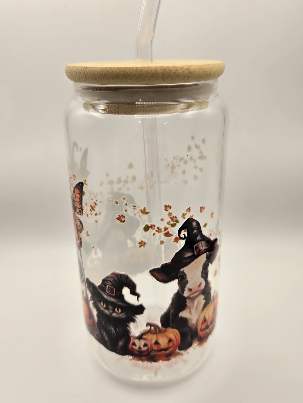 Halloween Witch Glass Tumbler with Bamboo Lid 16oz - Picture 3 of 5